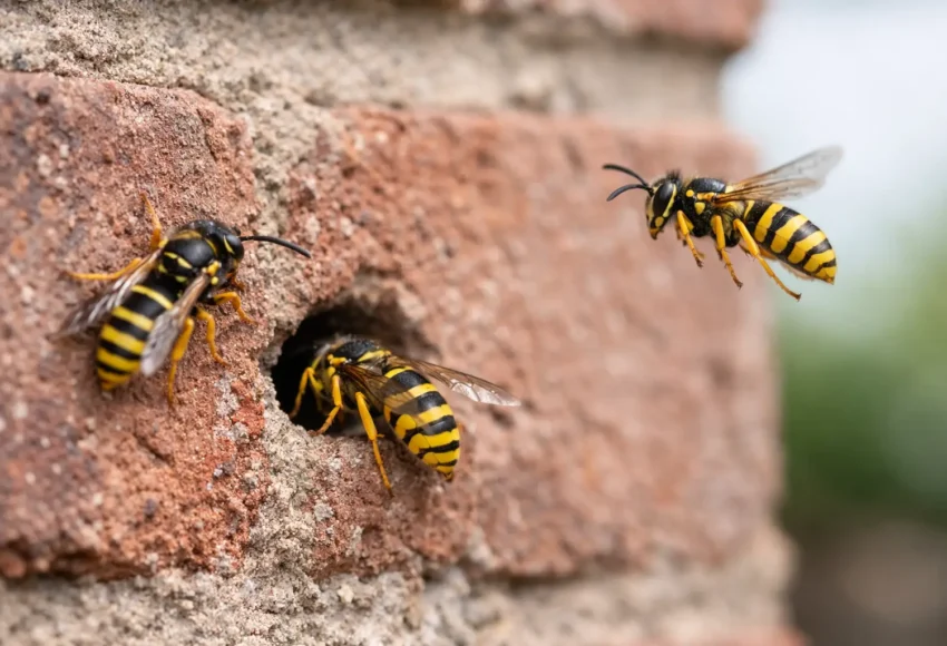 Wasps Going Into Brick Holes at Home?