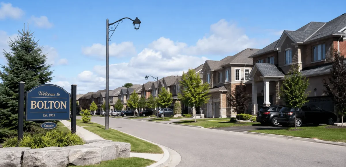 Residential neighbourhood street in Bolton Ontario