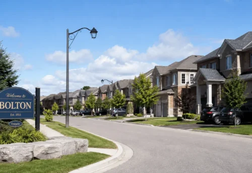 Residential neighbourhood street in Bolton Ontario