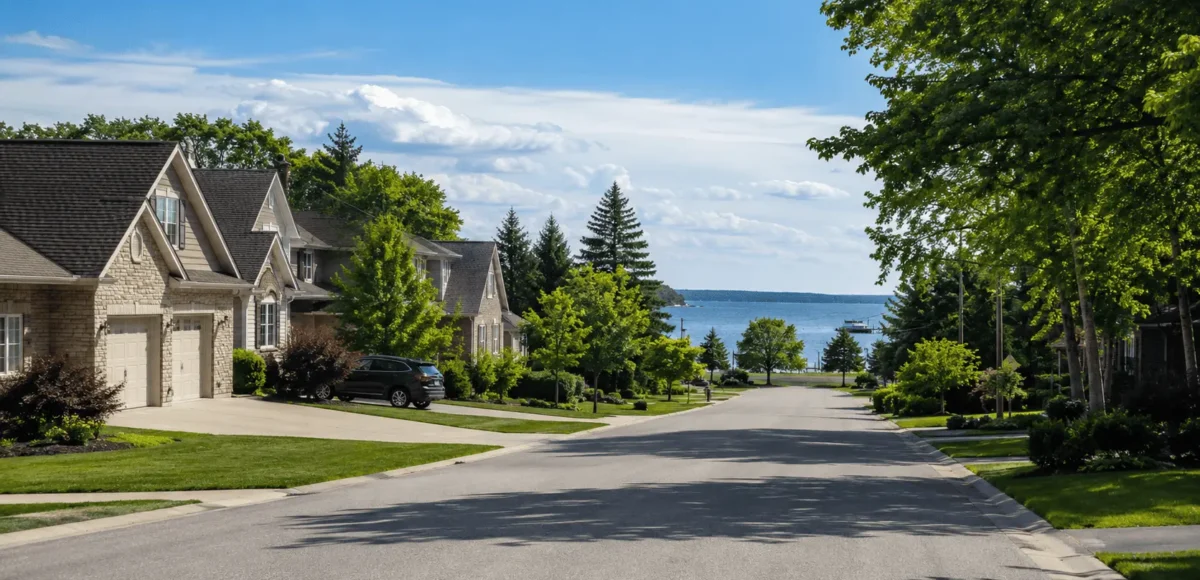 Residential street in Sutton Ontario near Lake Simcoe