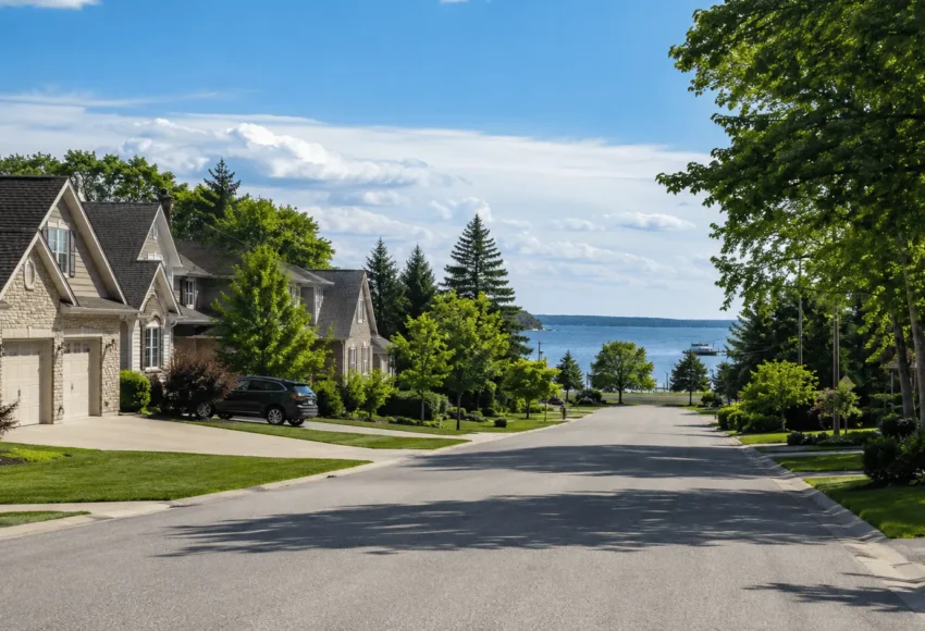 Residential street in Sutton Ontario near Lake Simcoe