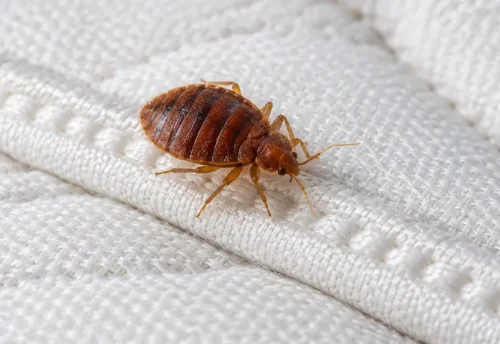 Bed bug on a mattress seam